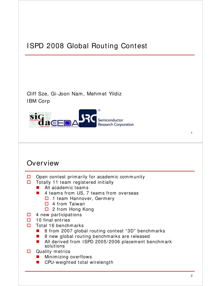 ispd 2008 global routing contest