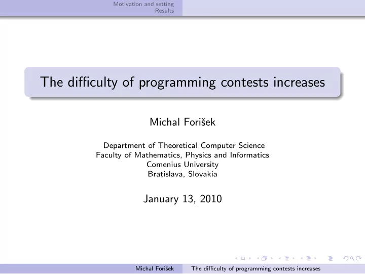 the difficulty of programming contests increases