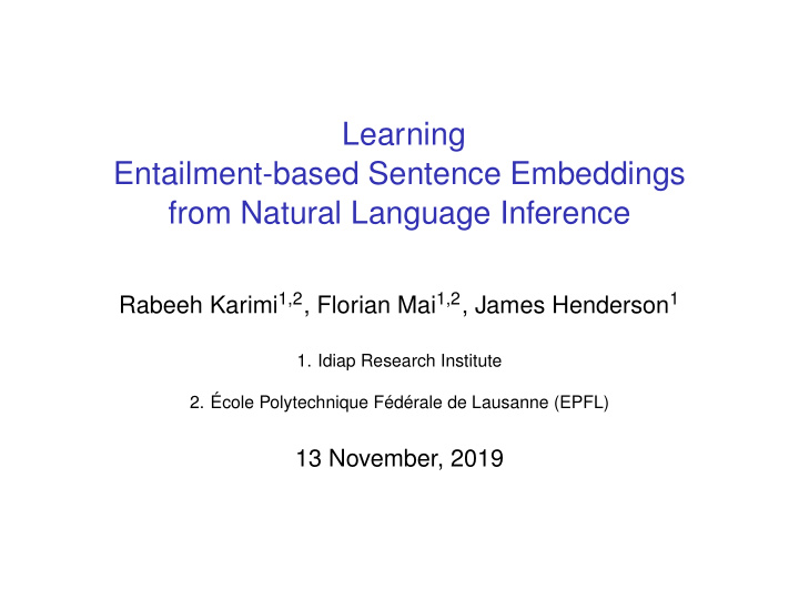learning entailment based sentence embeddings from