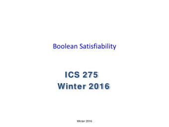 ICS 275  Winter 2016  Winter 2016  Winter 2016  Conflict Analysis:  Implication Grpahs    The