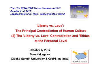 'Liberty vs. Love':  The Principal Contradiction of Human Culture  (2) The 'Liberty vs. Love'