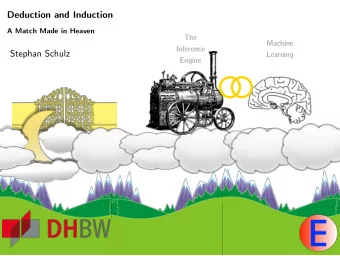 Deduction and Induction  A Match Made in Heaven  The  Machine  Inference  Stephan Schulz  Learning