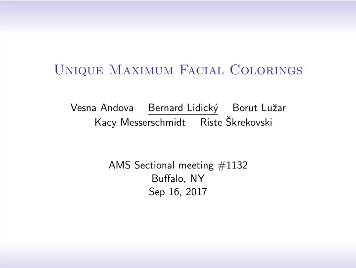 unique maximum facial colorings
