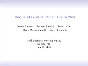 Unique Maximum Facial Colorings  Vesna Andova  Bernard Lidick  y  Borut Lu  zar  Riste   Kacy