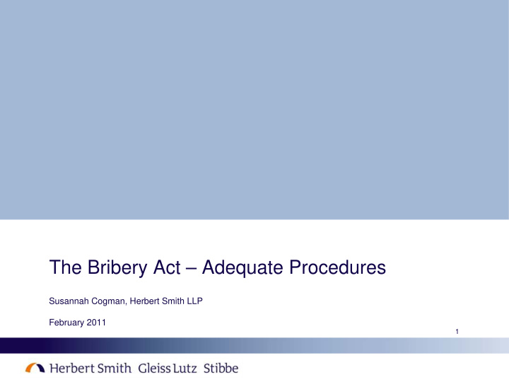 the bribery act adequate procedures