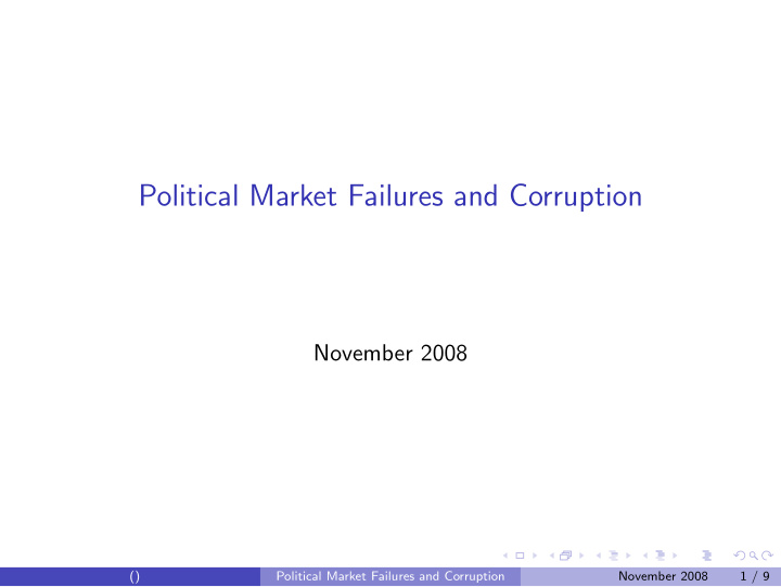 political market failures and corruption