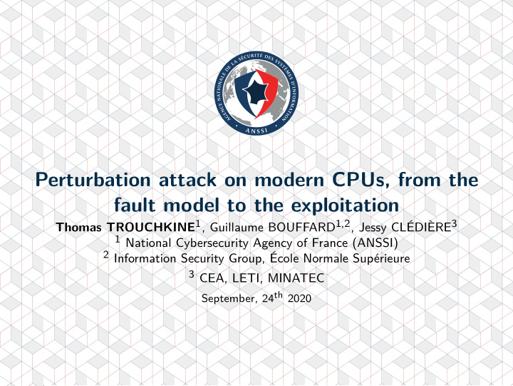 perturbation attack on modern cpus from the fault model