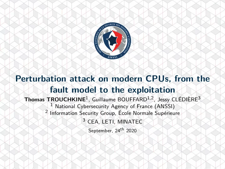 perturbation attack on modern cpus from the fault model