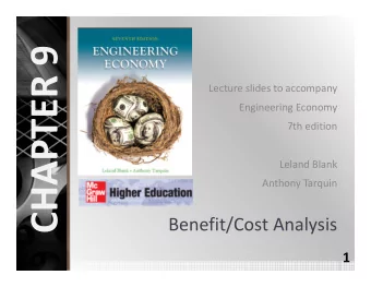 CHAPTER 9  Lecture slides to accompany  Engineering Economy  7th edition  Leland Blank  Anthony