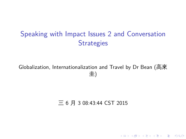 speaking with impact issues 2 and conversation strategies