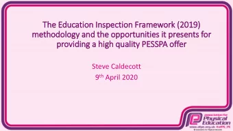 The E  Educ  ducation I  n Inspec  pection F  n Framew  ework (  (2019  19)  met  etho  hodo