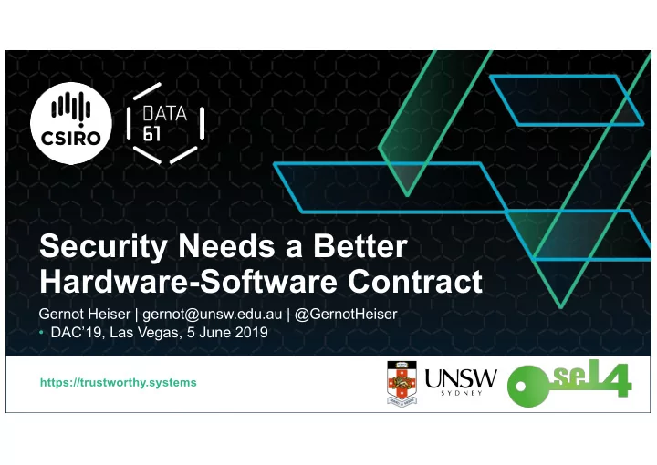 security needs a better hardware software contract