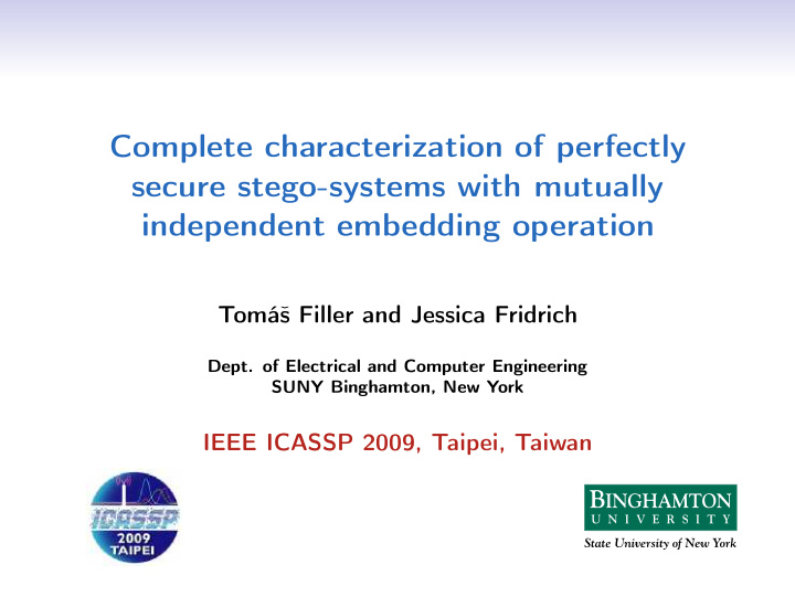 complete characterization of perfectly secure stego