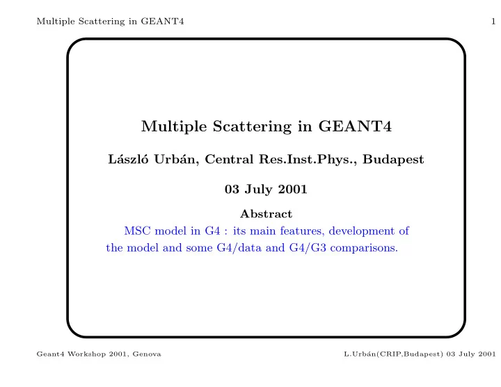 multiple scattering in geant4
