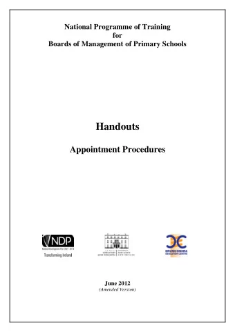 Handouts  Appointment Procedures  June 2012  (Amended Version)  Slide 1  Slide 2  Slide 3  Slide 4