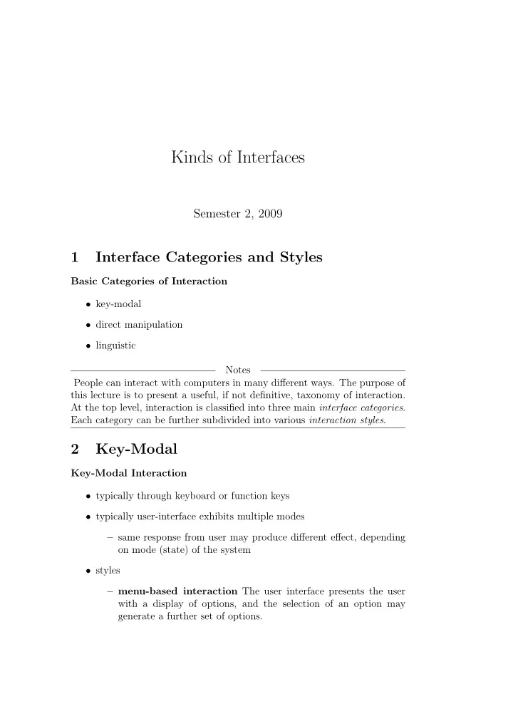 kinds of interfaces