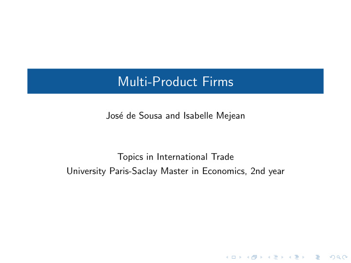 multi product firms