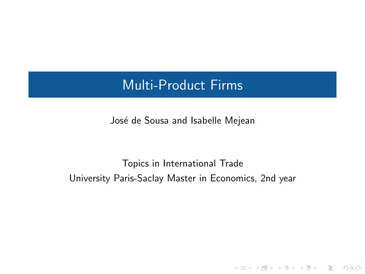 multi product firms