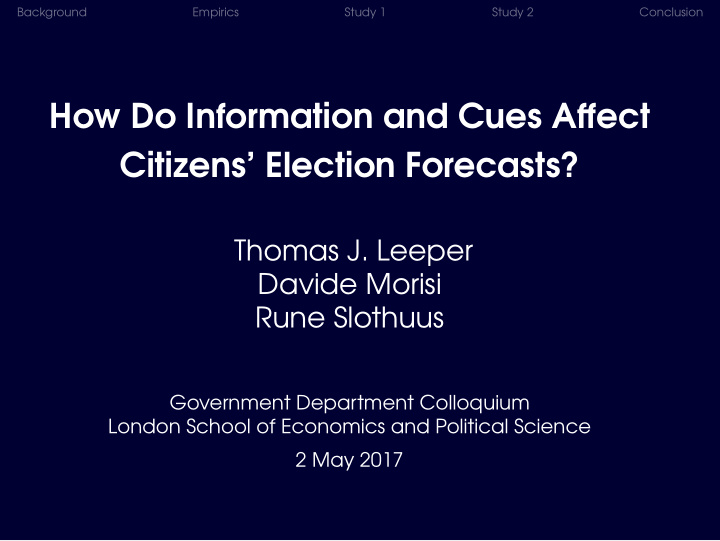 how do information and cues affect citizens election