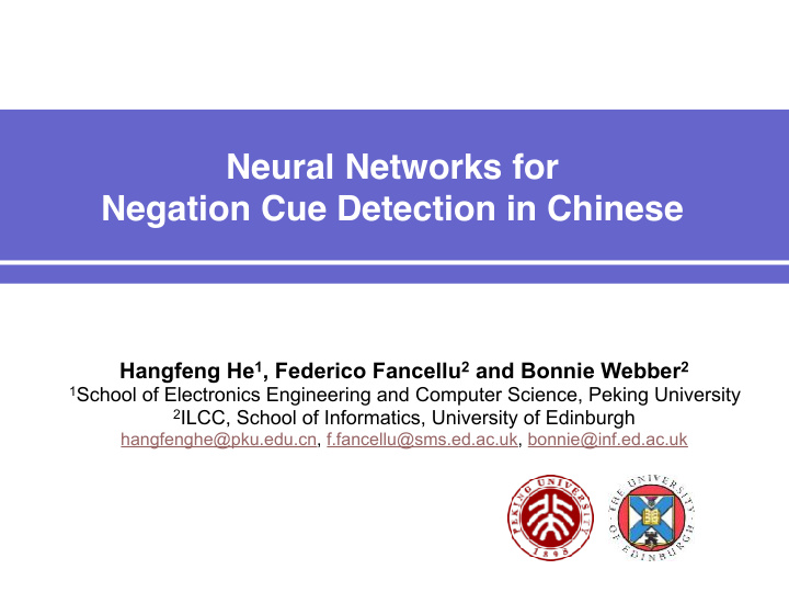 neural networks for negation cue detection in chinese