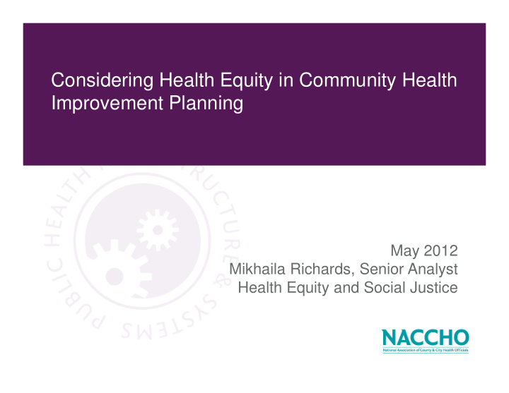 considering health equity in community health improvement