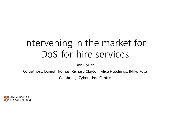 intervening in the market for dos for hire services