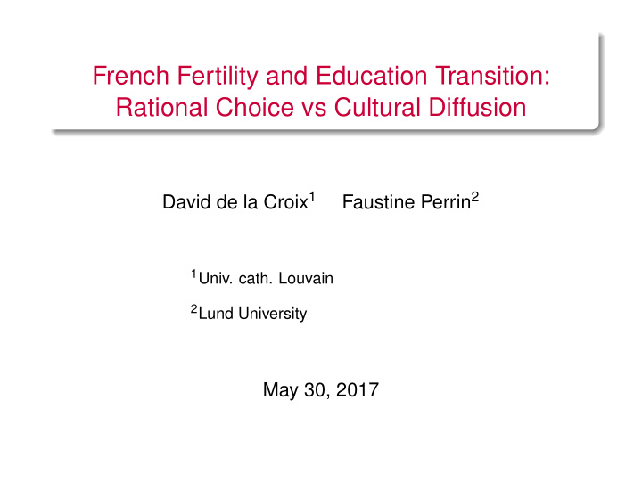 french fertility and education transition rational choice