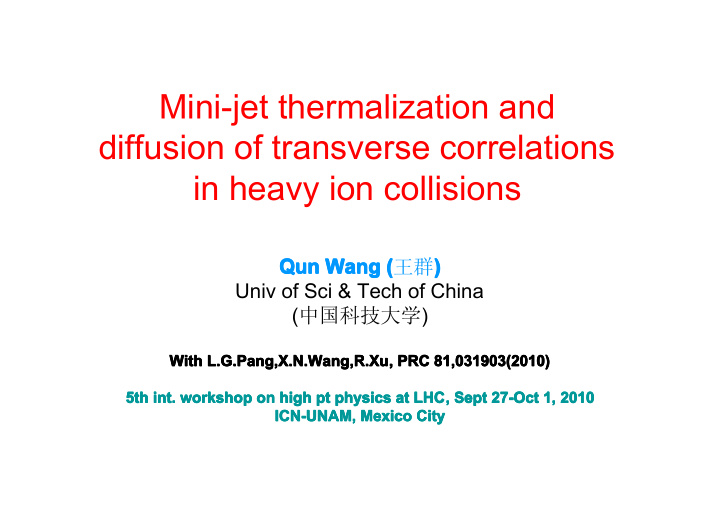 mini jet thermalization and diffusion of transverse