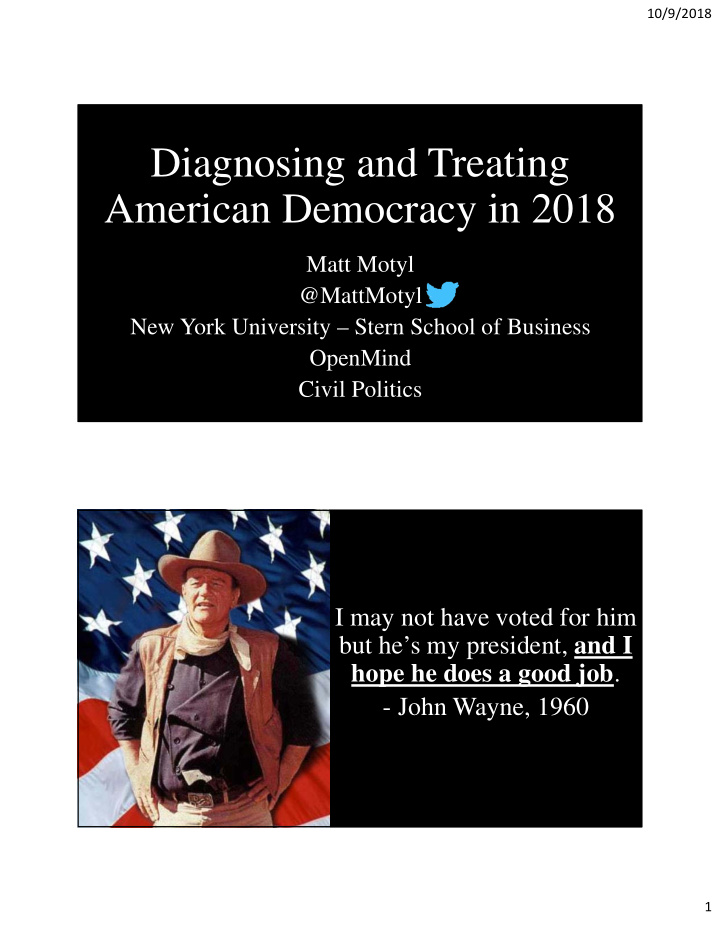 diagnosing and treating american democracy in 2018