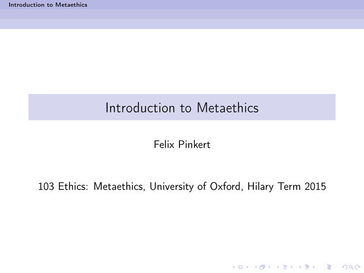 introduction to metaethics