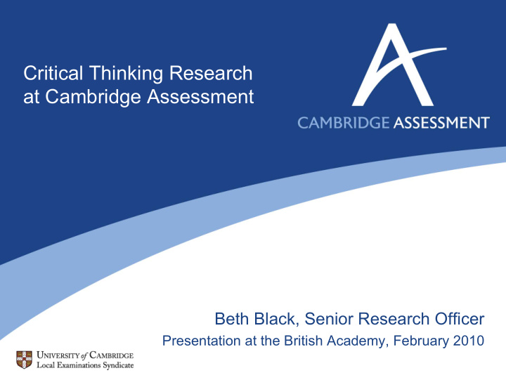 critical thinking research at cambridge assessment