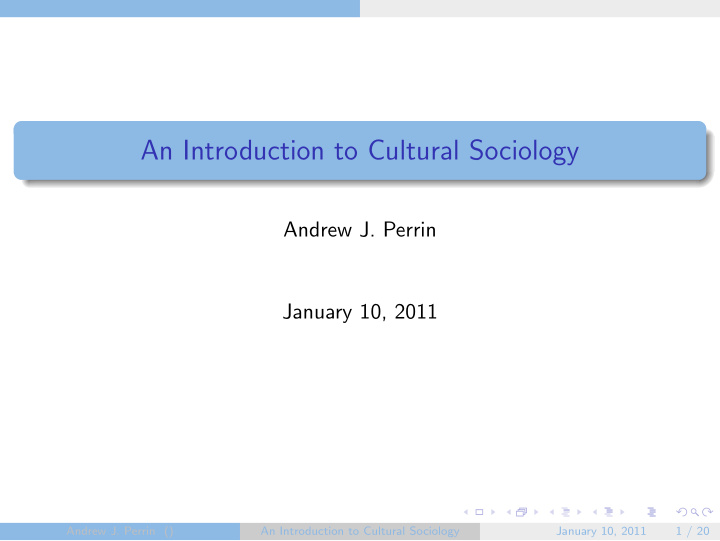 an introduction to cultural sociology