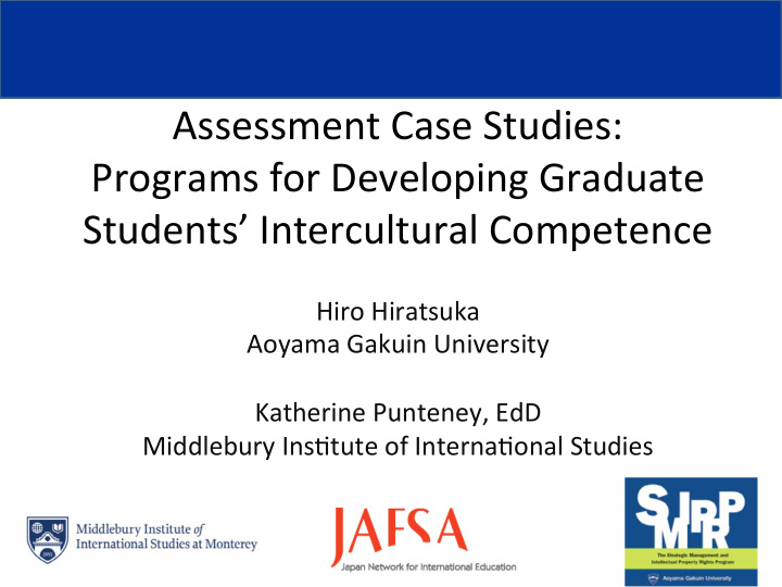 assessment case studies programs for developing graduate