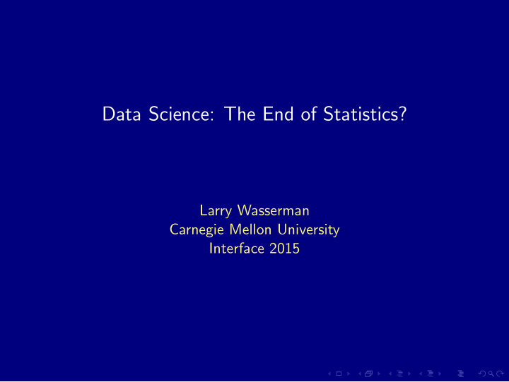 data science the end of statistics