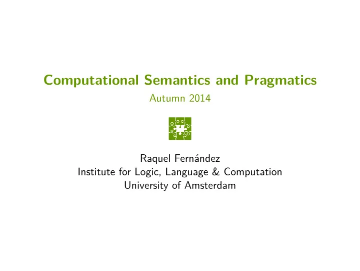 computational semantics and pragmatics