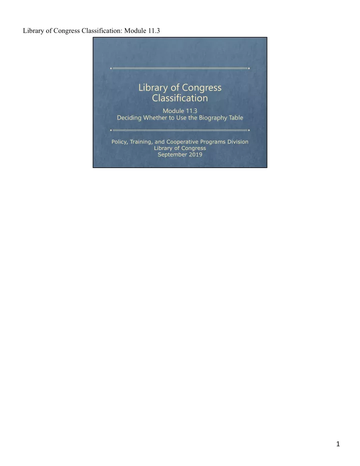 library of congress classification