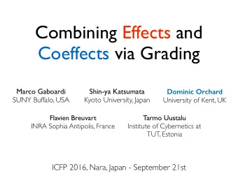 Combining Effects and Coeffects via Grading (slides)  Marco Gaboardi  Shin-ya Katsumata  Dominic