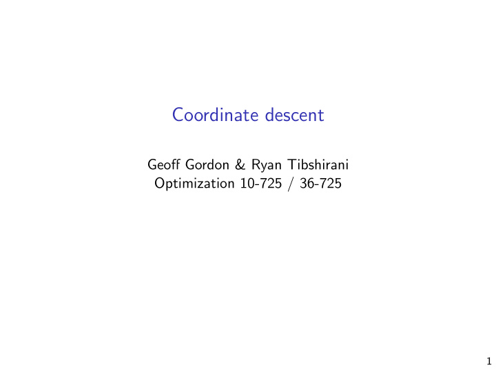 coordinate descent