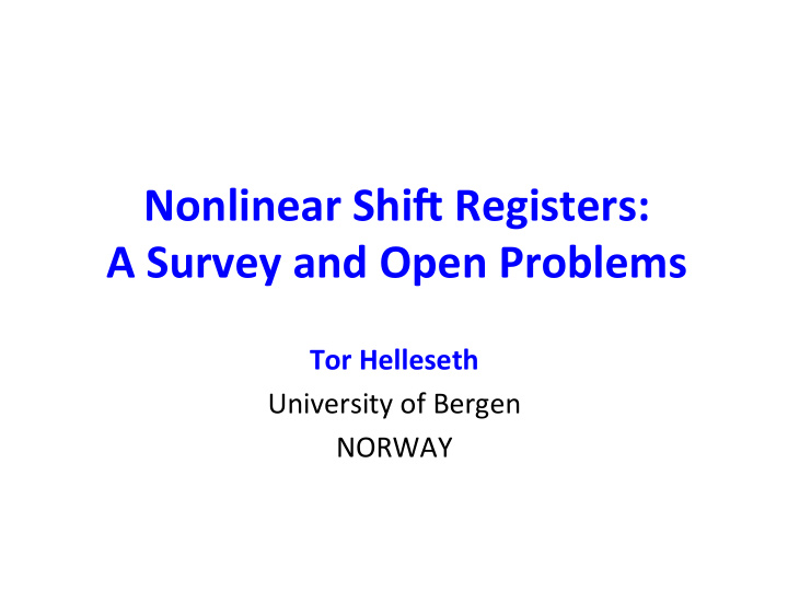 nonlinear shi registers