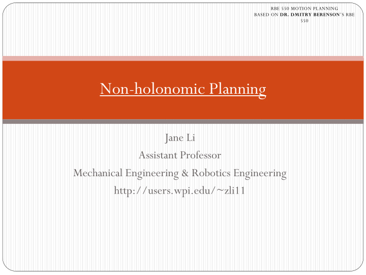 non holonomic planning