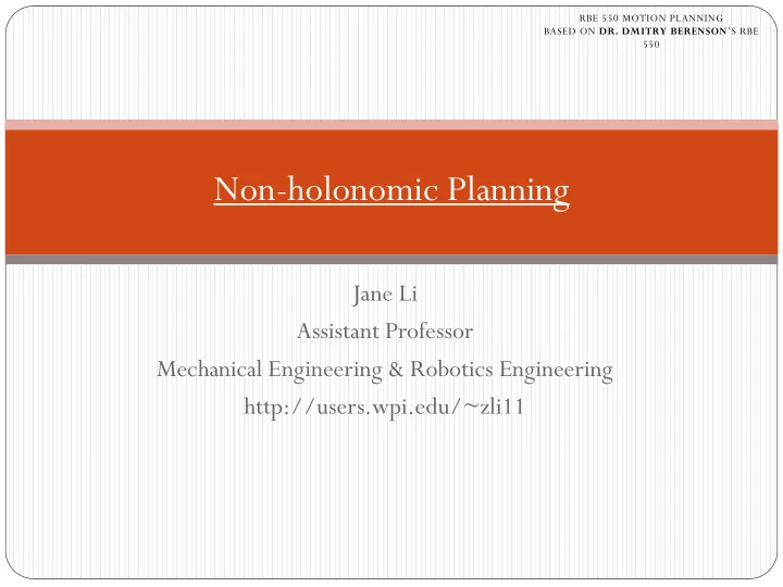 non holonomic planning