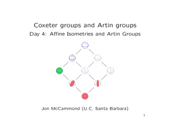 Coxeter groups and Artin groups  Day 4: Affine Isometries and Artin Groups  Jon McCammond (U.C.