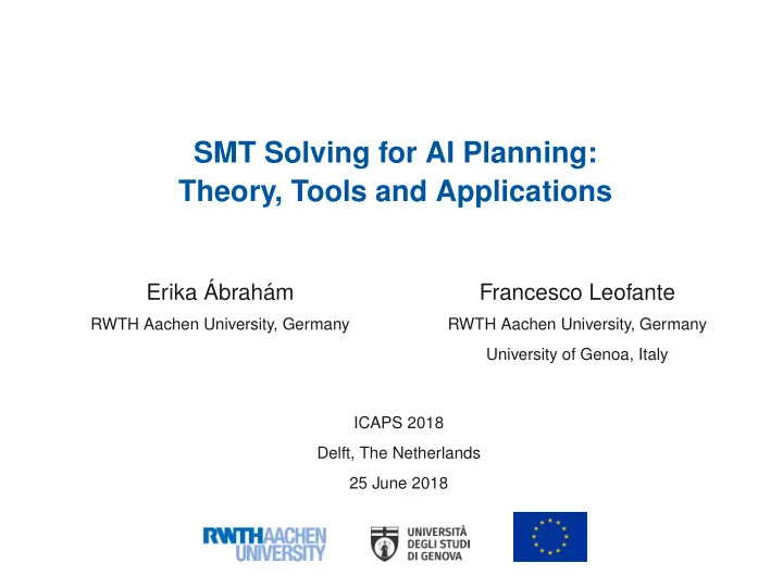 smt solving for ai planning theory tools and applications