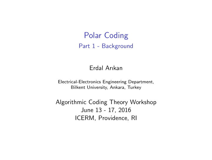 polar coding