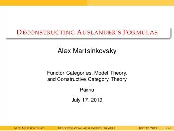 Alex Martsinkovsky  Functor Categories, Model Theory,  and Constructive Category Theory  Prnu
