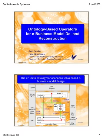 Ontology-Based Operators  Ontology-Based Operators  for e-Business Model De- and  for e-Business