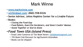 Mark Winne  www.markwinne.com  win5m@aol.com; (860) 558-8226  Senior Advisor, Johns