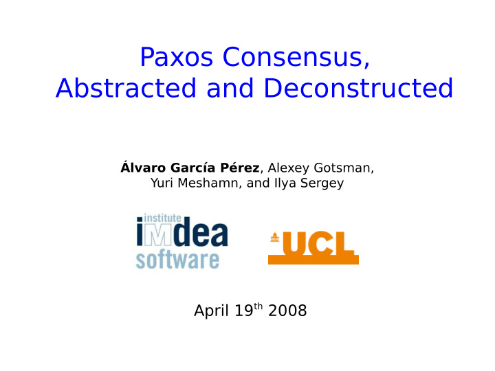 paxos consensus abstracted and deconstructed