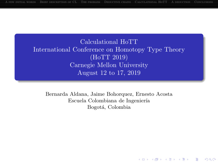 calculational hott international conference on homotopy