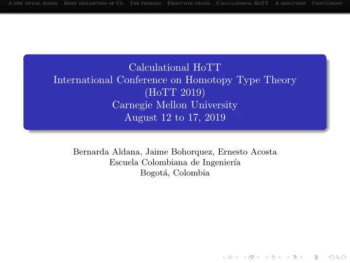 calculational hott international conference on homotopy
